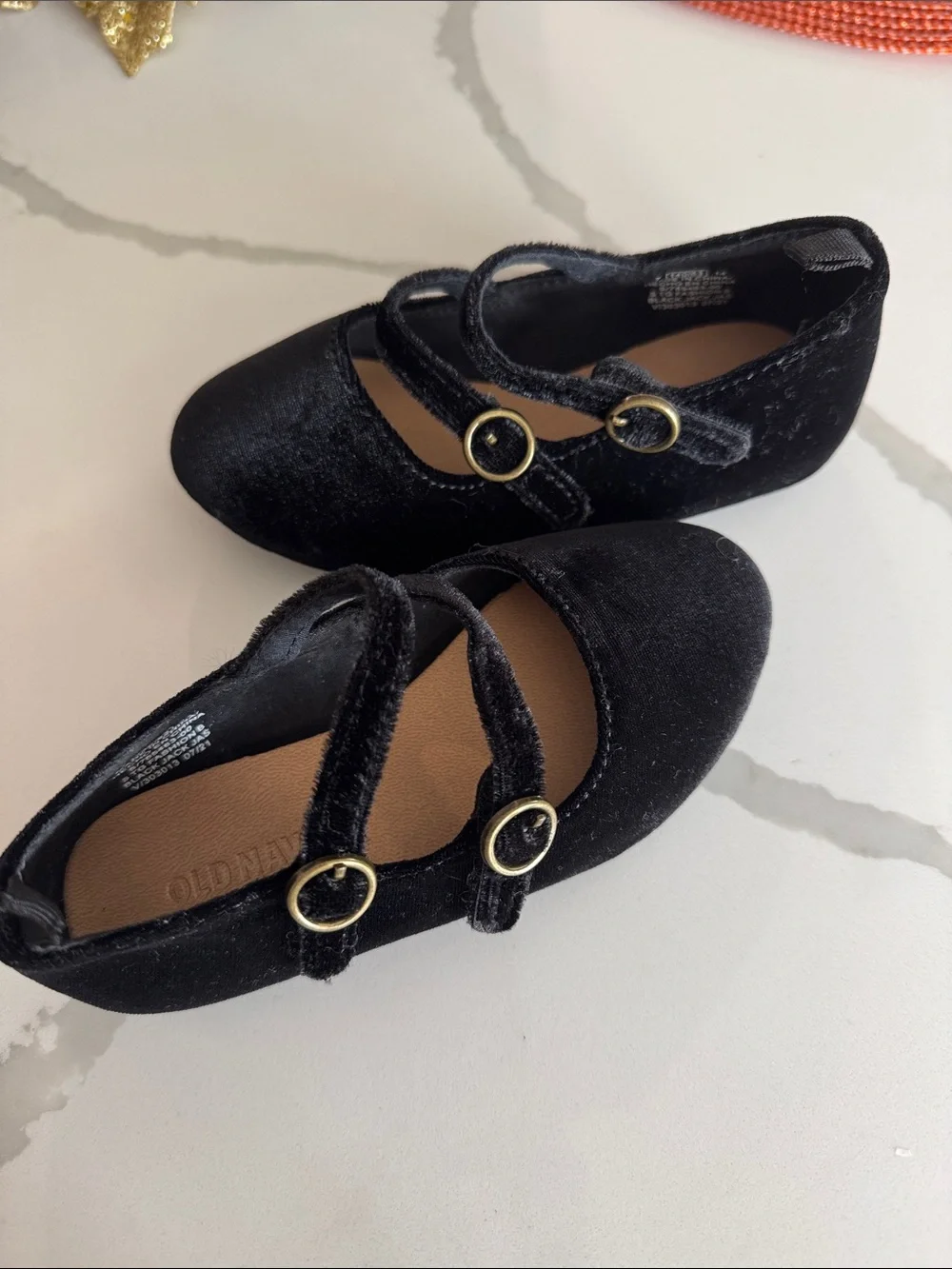 Old Navy Black Velvet Double-Strap Mary Jane Shoes for Kids